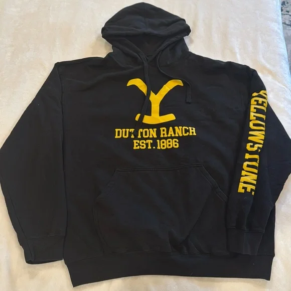 Yellowstone Dutton Ranch Logo Hoodie - Officially Licensed Black Sweater